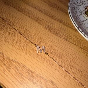 Gold Diamond Initial 'M' Necklace